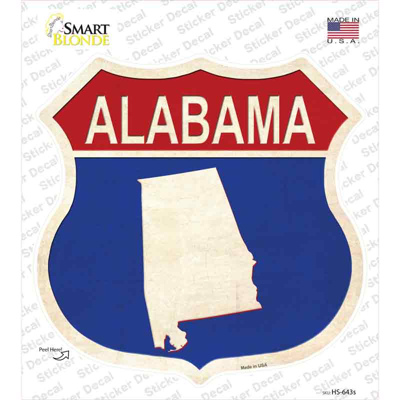 Alabama Silhouette Novelty Highway Shield Sticker Decal