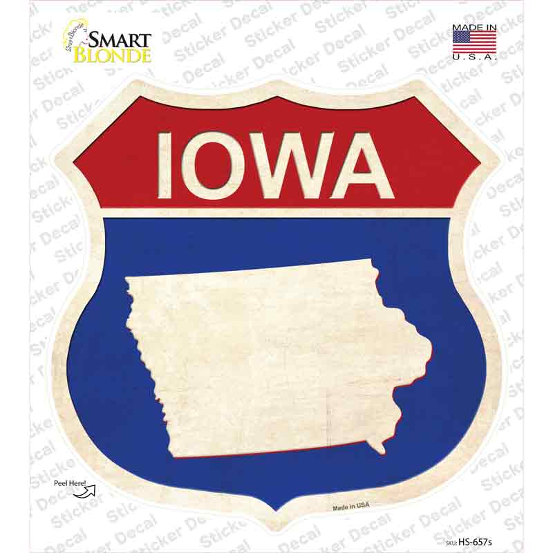 Iowa Silhouette Novelty Highway Shield Sticker Decal