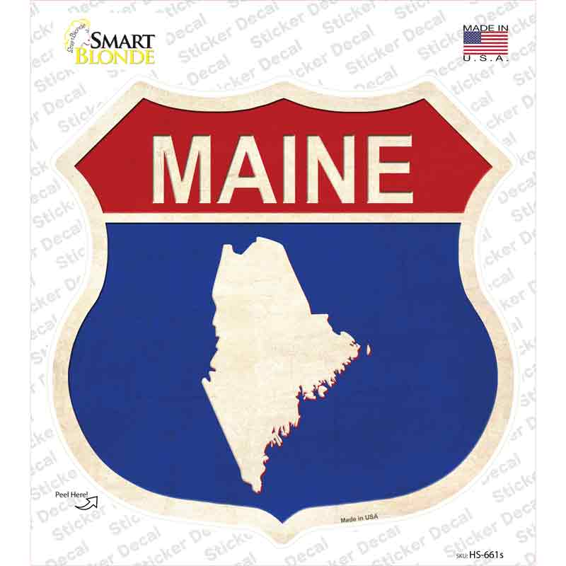 Maine Silhouette Novelty Highway Shield Sticker Decal