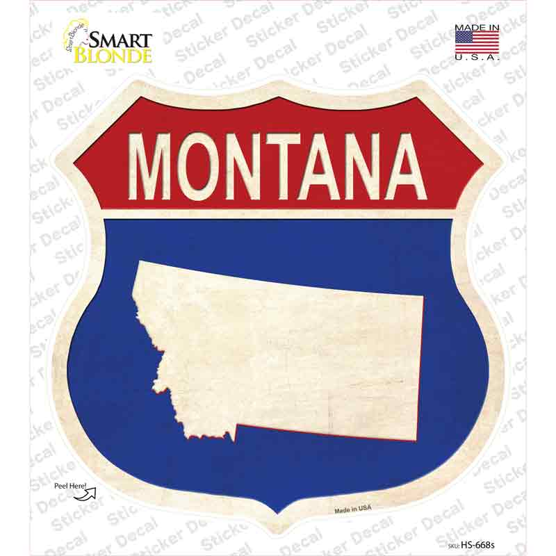 Montana Silhouette Novelty Highway Shield Sticker Decal