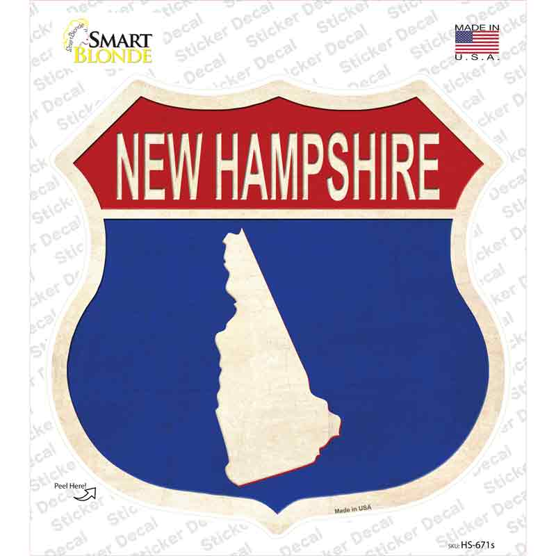 New Hampshire Silhouette Novelty Highway Shield Sticker Decal