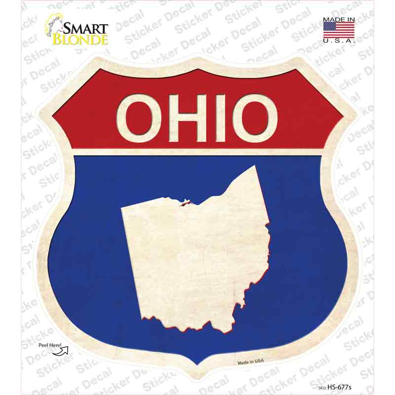 Ohio Silhouette Novelty Highway Shield Sticker Decal