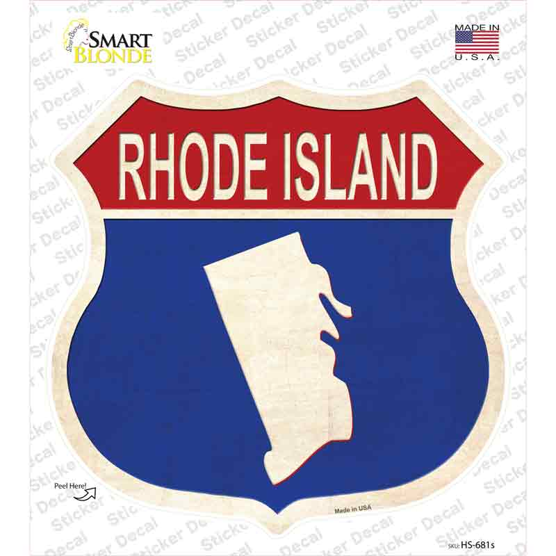 Rhode Island Silhouette Novelty Highway Shield Sticker Decal