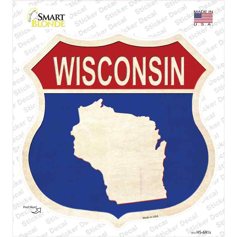 Wisconsin Silhouette Novelty Highway Shield Sticker Decal