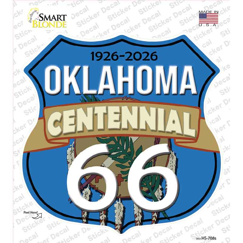 OK Route 66 Centennial Novelty Highway Shield Sticker Decal HS-707s