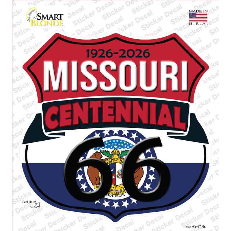 MO Route 66 Centennial Novelty Highway Shield Sticker Decal HS-713s