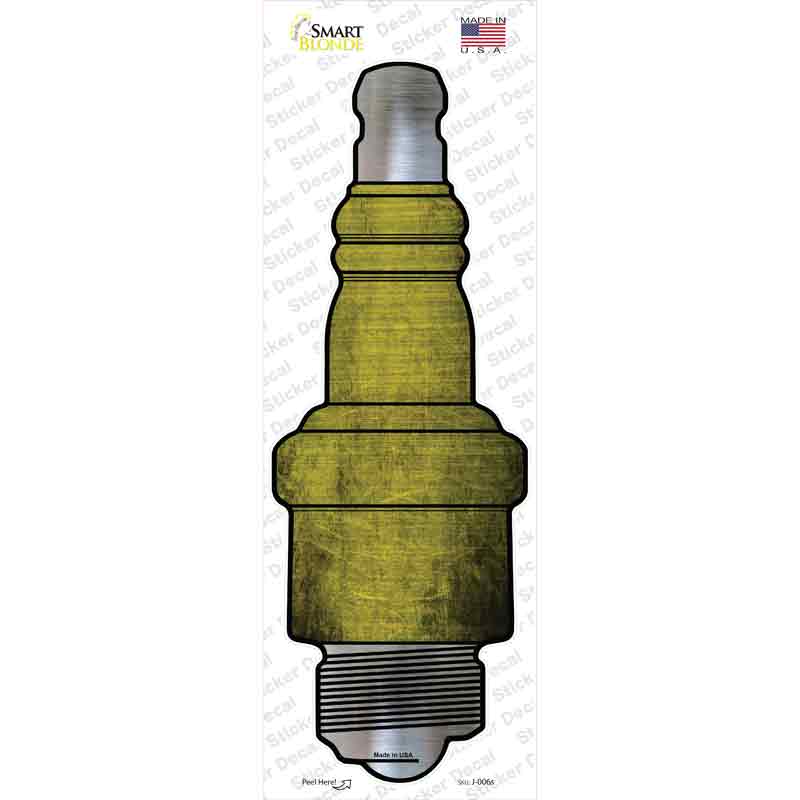 Yellow Oil Rubbed Novelty Spark Plug Sticker Decal