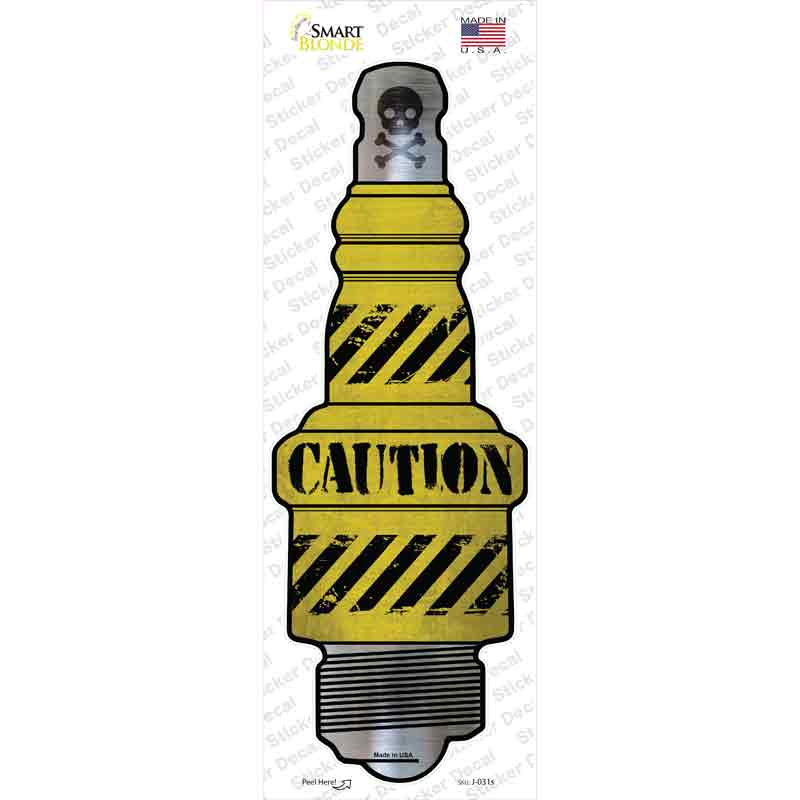 Caution Novelty Spark Plug Sticker Decal