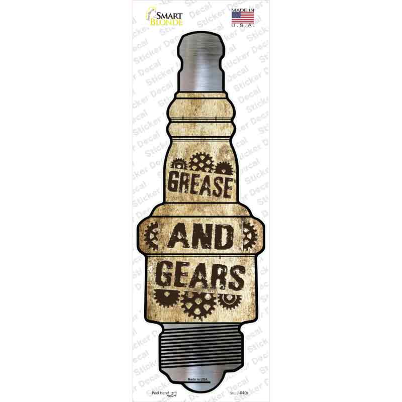 Grease And Gears Novelty Spark Plug Sticker Decal