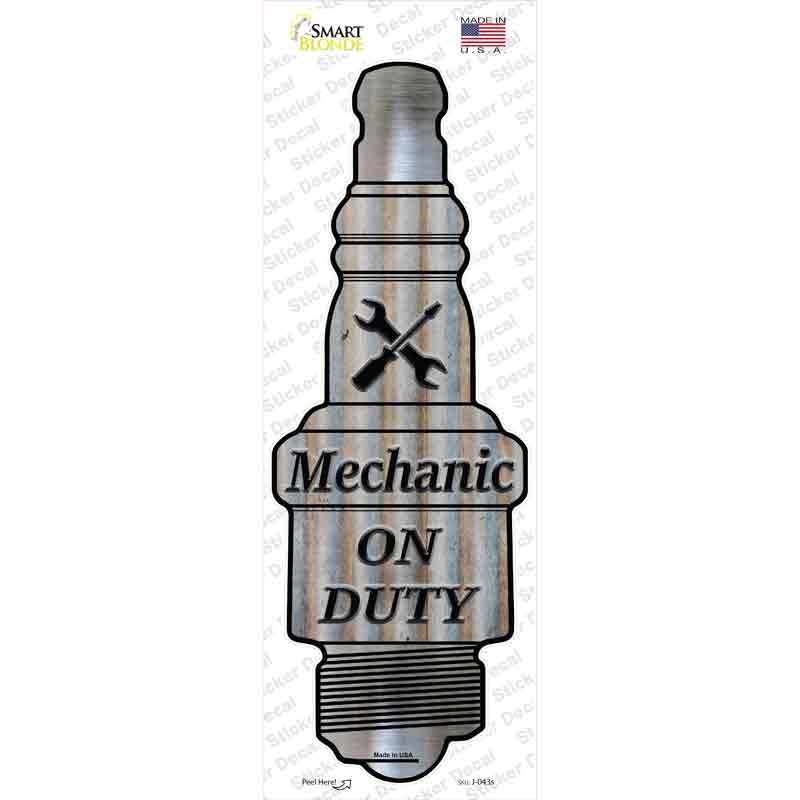 Mechanic On Duty Novelty Spark Plug Sticker Decal