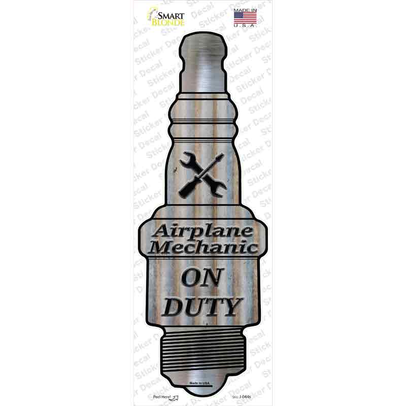 Airplane Mechanic On Duty Novelty Spark Plug Sticker Decal