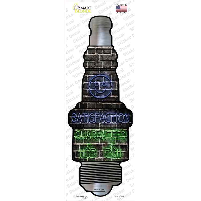 Satisfaction Guaranteed Novelty Spark Plug Sticker Decal