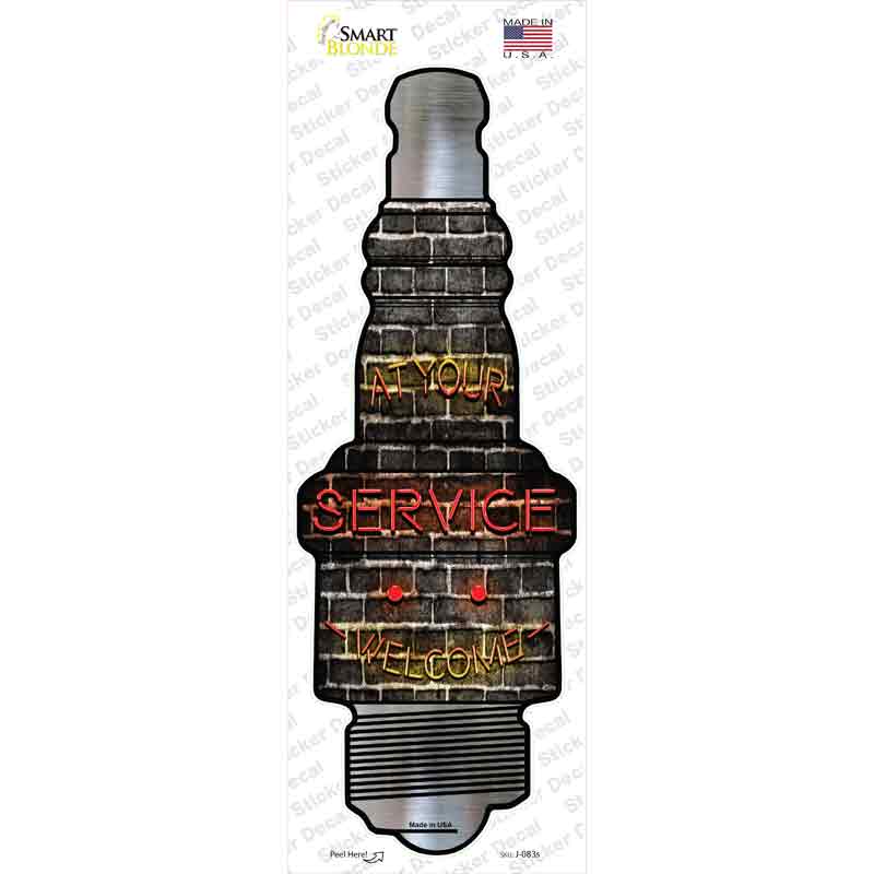 At Your Service Novelty Spark Plug Sticker Decal
