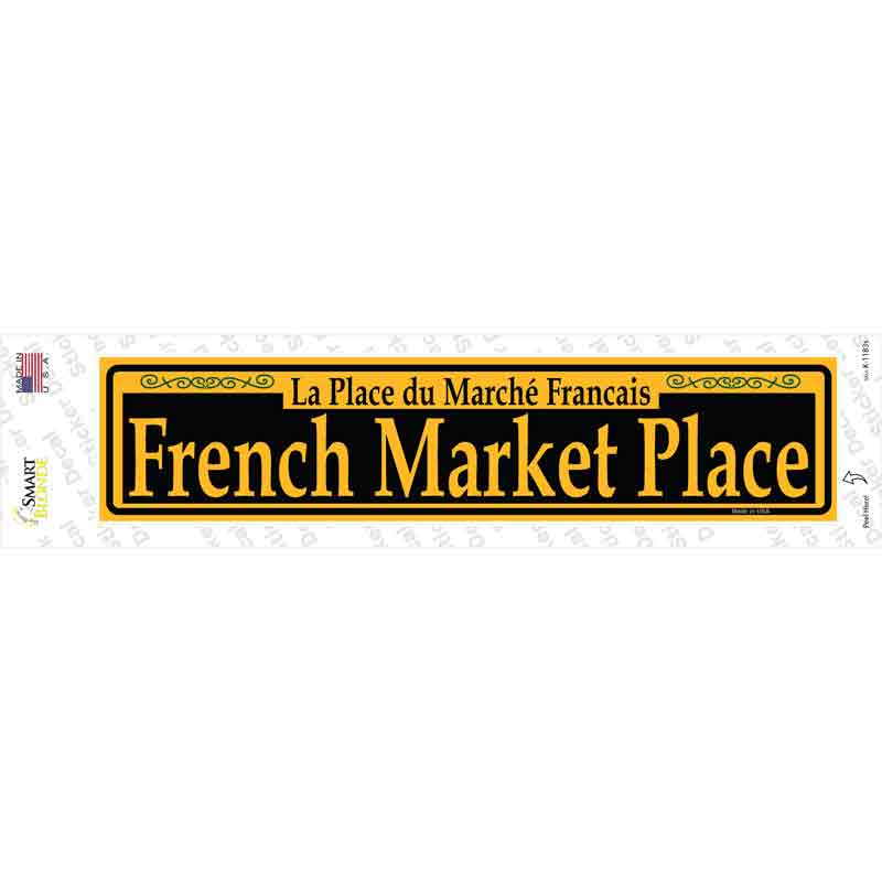 French Market Place Yellow Novelty Narrow Sticker Decal