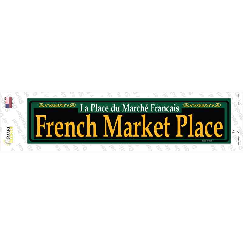 French Market Place Green Novelty Narrow Sticker Decal