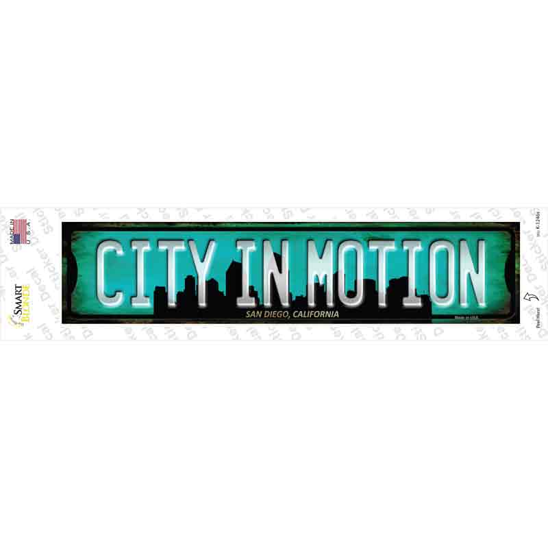 San Diego California City in Motion Novelty Narrow Sticker Decal