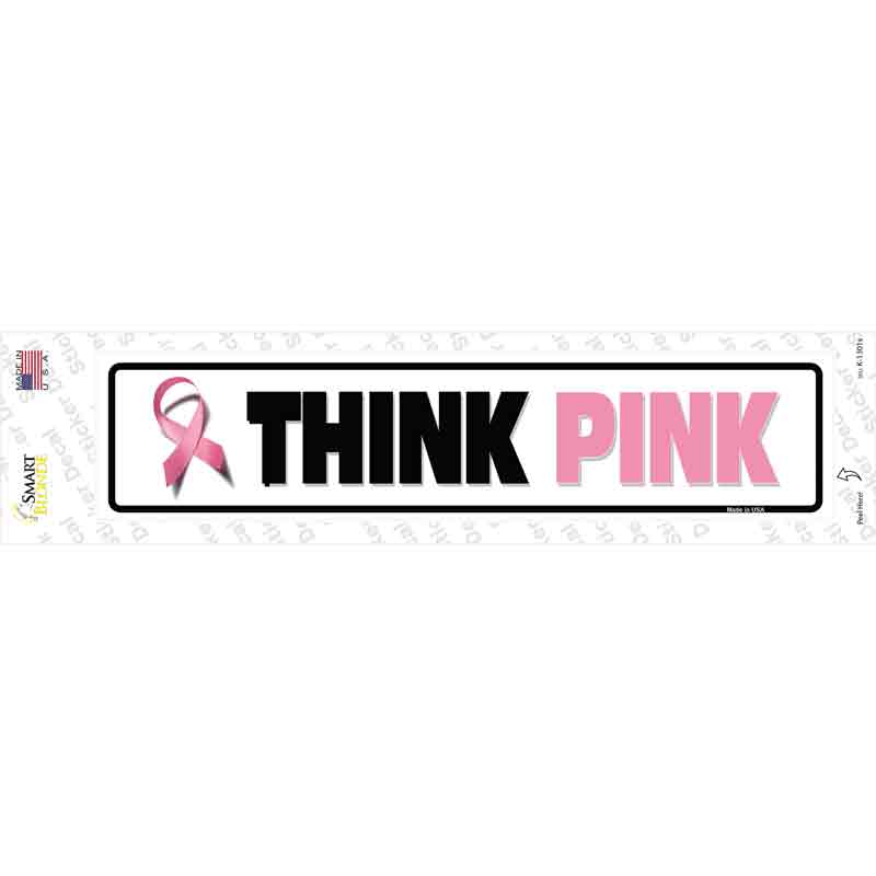 Think Pink Pink Ribbon Breast Cancer Novelty Narrow Sticker Decal