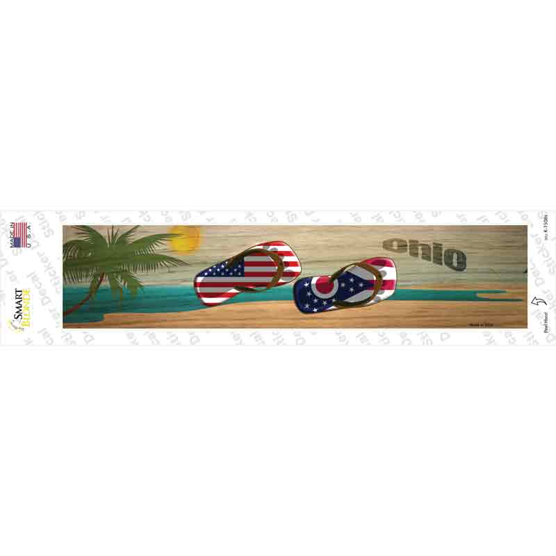 Ohio and US Flag Novelty Narrow Sticker Decal