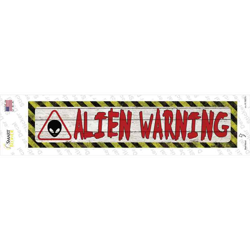 Alien Warning Novelty Narrow Sticker Decal