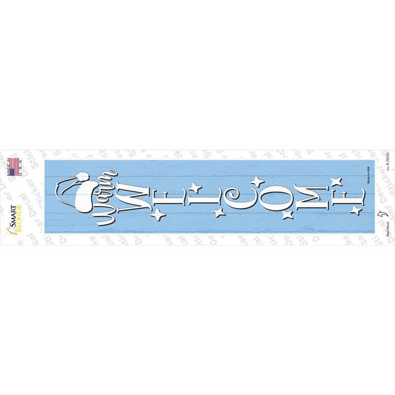 Warm Welcome Blue Novelty Narrow Sticker Decal