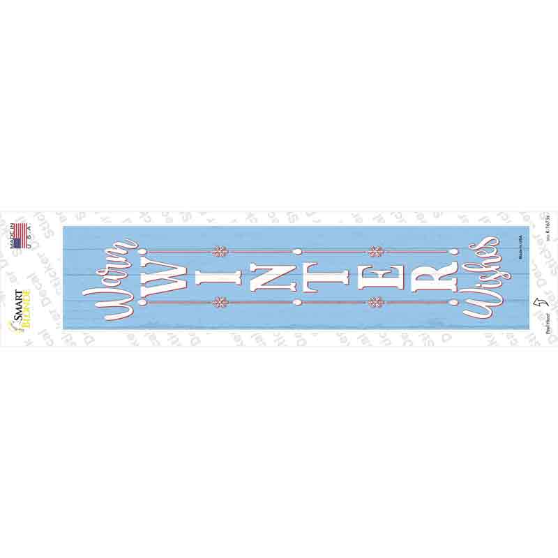 Warm Winter Wishes Blue Novelty Narrow Sticker Decal