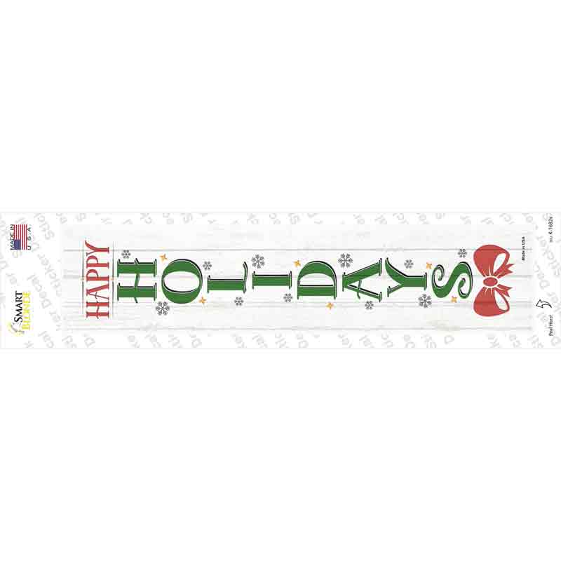 Happy Holidays White Novelty Narrow Sticker Decal