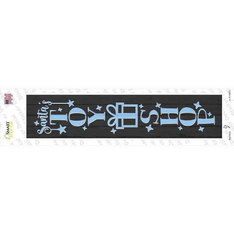 Santas Toy Shop Black Novelty Narrow Sticker Decal