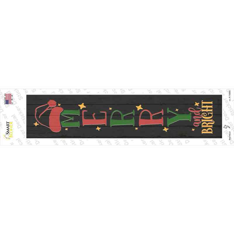 Merry and Bright Black Novelty Narrow Sticker Decal