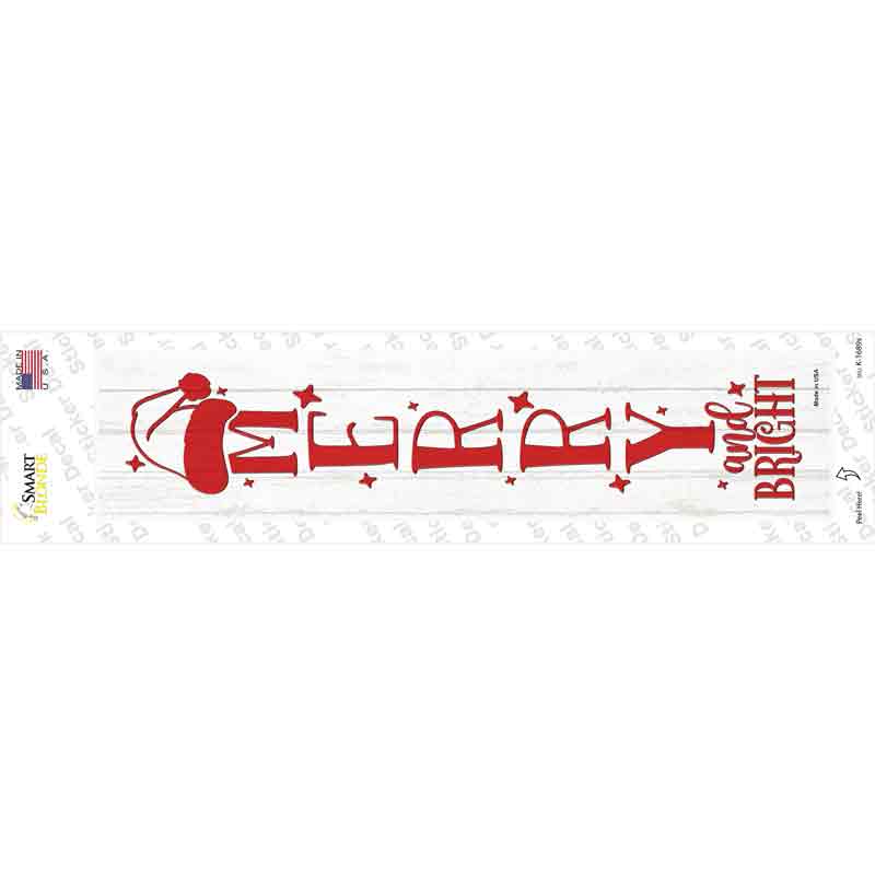 Merry and Bright White Novelty Narrow Sticker Decal