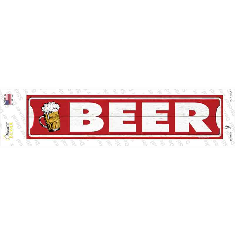 Beer Left On Red Novelty Narrow Sticker Decal