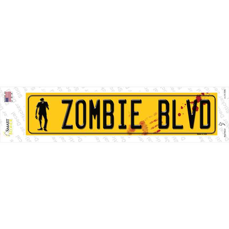 Zombie Blvd Novelty Narrow Sticker Decal