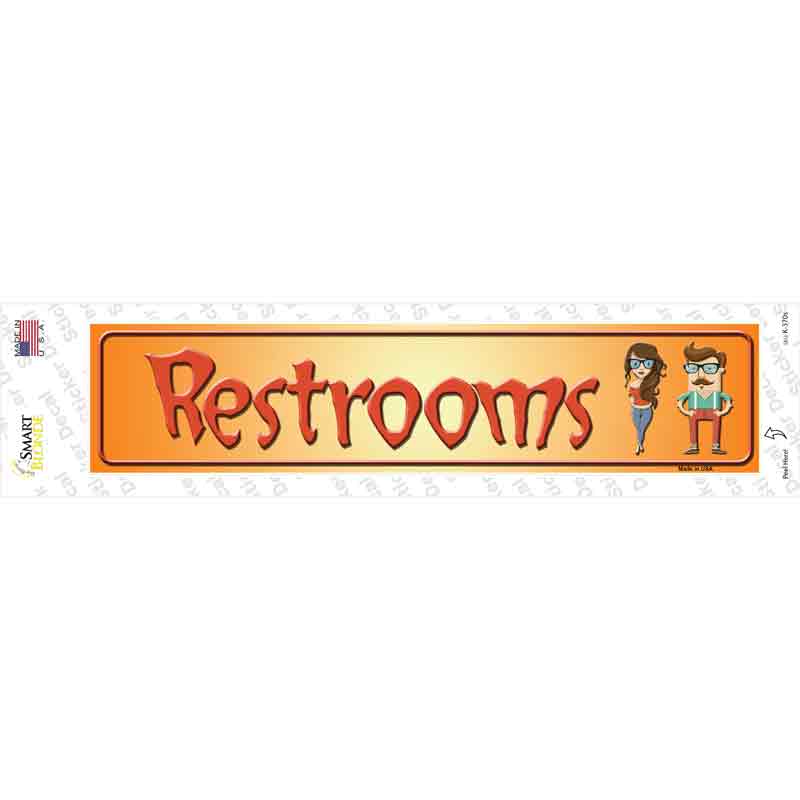 Restrooms Orange Novelty Narrow Sticker Decal