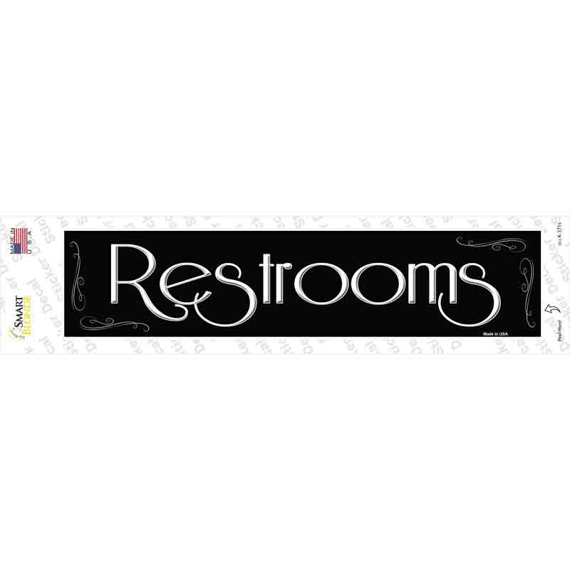 Restrooms Black Novelty Narrow Sticker Decal