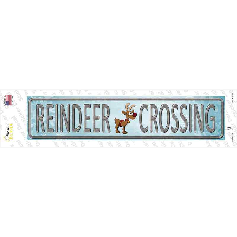 Reindeer Crossing Novelty Narrow Sticker Decal