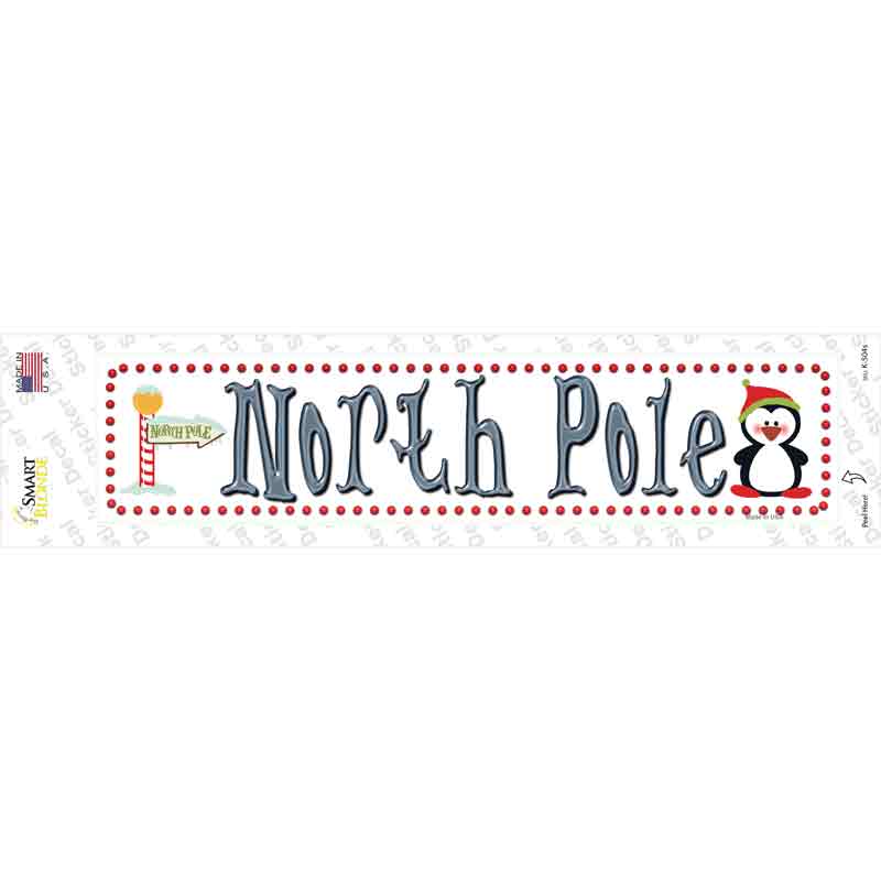 North Pole White Novelty Narrow Sticker Decal
