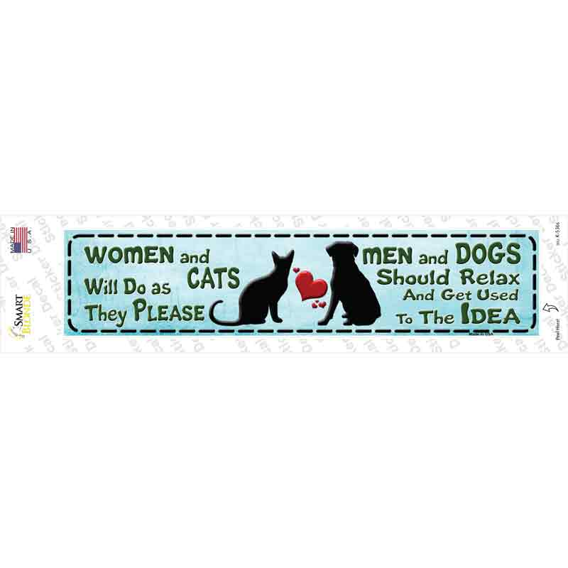 Women & Cats And Men & Dogs Novelty Narrow Sticker Decal