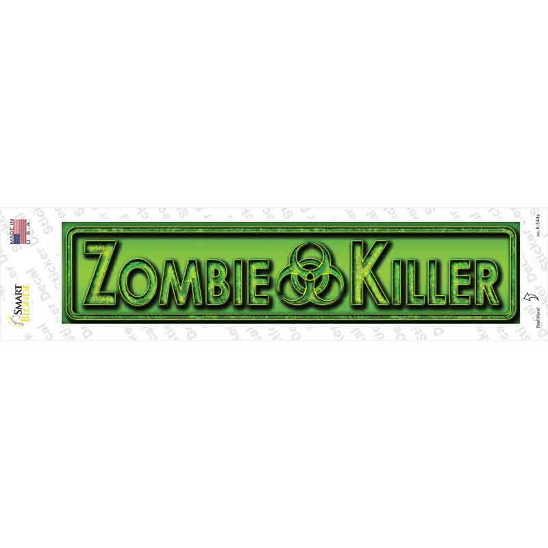 Zombie Killer Green Novelty Narrow Sticker Decal