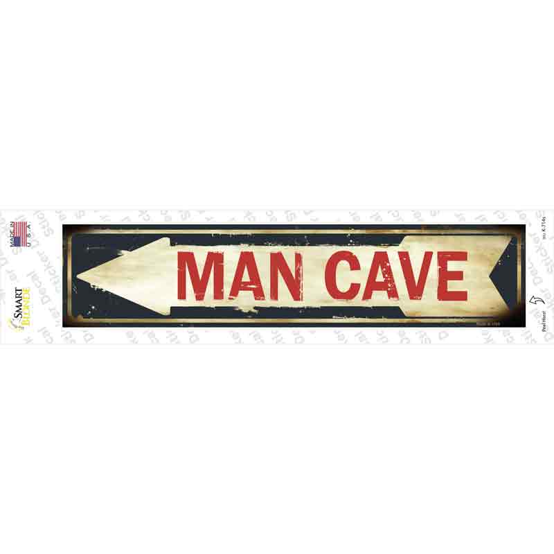 Man Cave Pointing Arrow Novelty Narrow Sticker Decal
