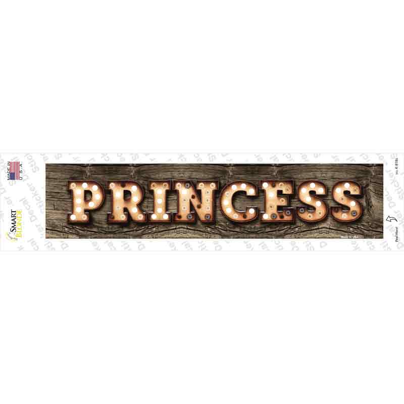 Princess Bulb Lettering Novelty Narrow Sticker Decal