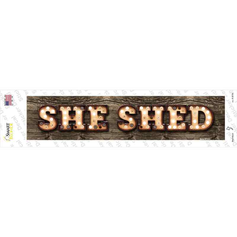 She Shed Bulb Lettering Novelty Narrow Sticker Decal