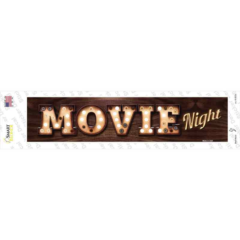 Movie Night Bulb Lettering Novelty Narrow Sticker Decal