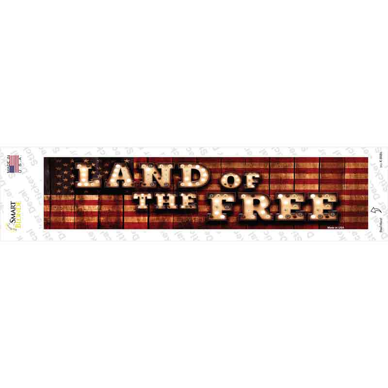Land of the Free Bulb Lettering Novelty Narrow Sticker Decal