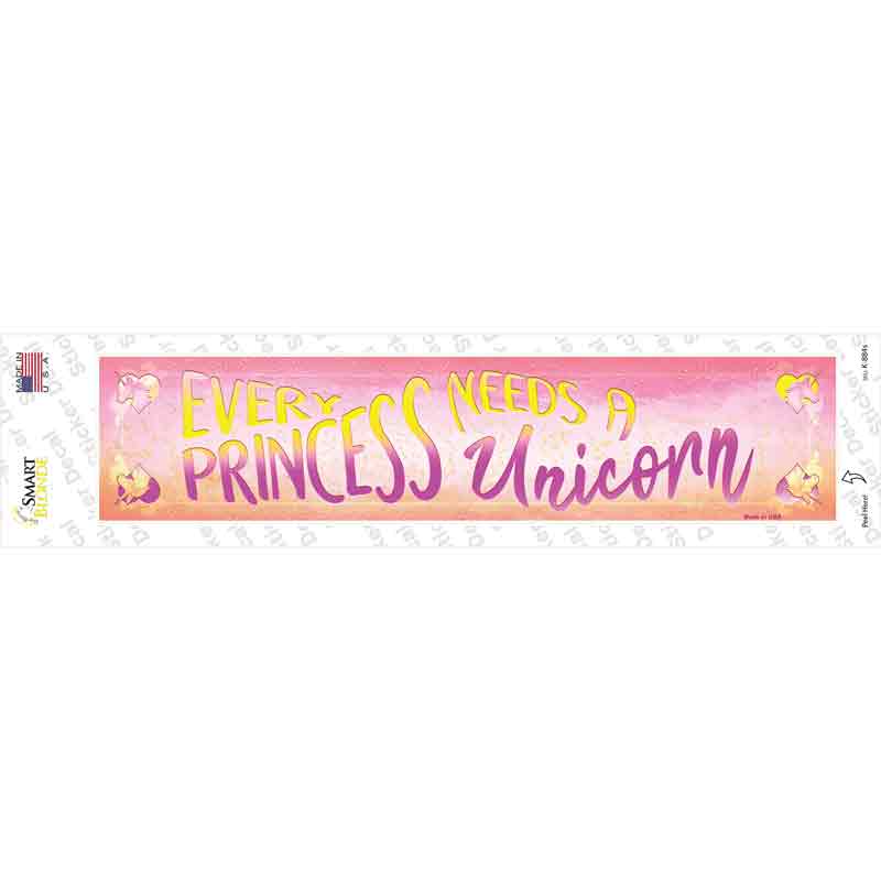 Princess Needs A Unicorn Novelty Narrow Sticker Decal