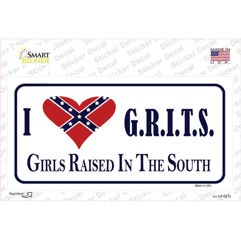 G.R.I.T.S. Confederate Flag Novelty Sticker Decal