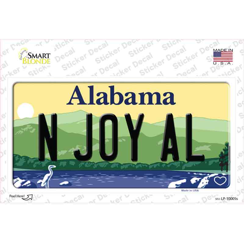 N Joy AL Alabama Novelty Sticker Decal