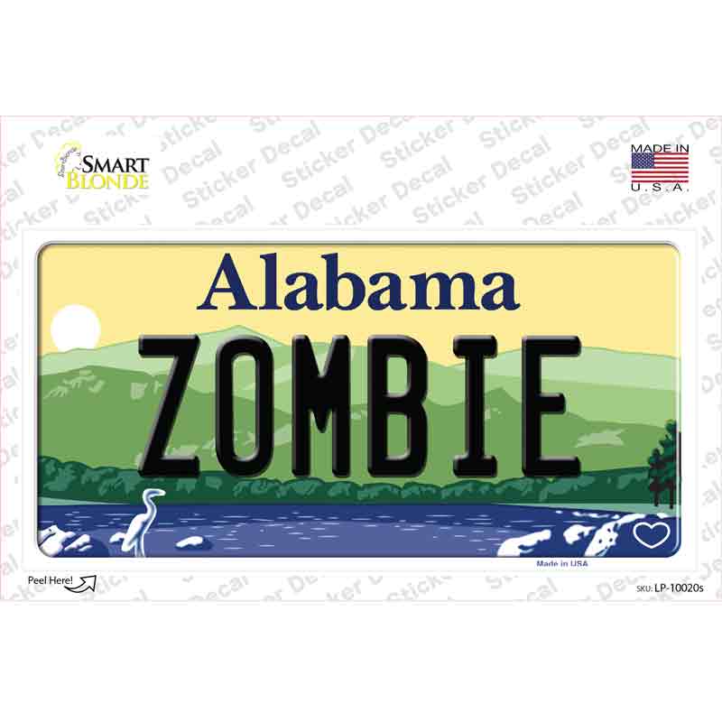 Zombie Alabama Novelty Sticker Decal