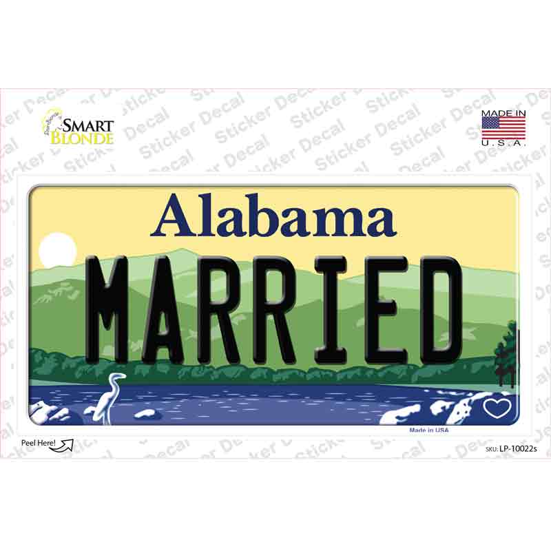 Married Alabama Novelty Sticker Decal