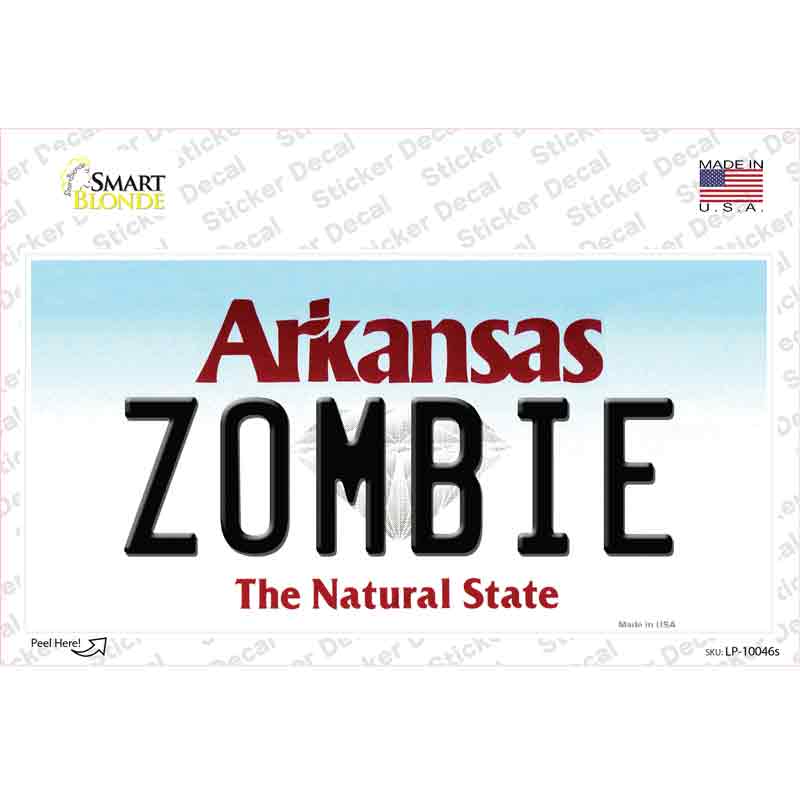 Zombie Arkansas Novelty Sticker Decal