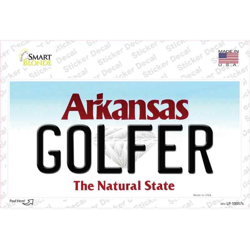 Golfer Arkansas Novelty Sticker Decal