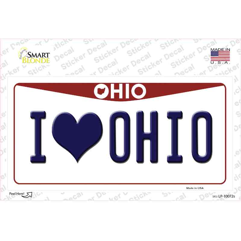 I Love Ohio Novelty Sticker Decal